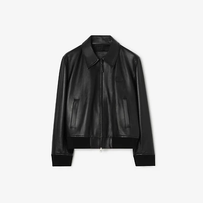 Leather Bloomsbury Harrington Jacket in Black - Men | Burberry® Official