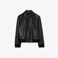 Leather Bloomsbury Harrington Jacket in Black - Men | Burberry® Official