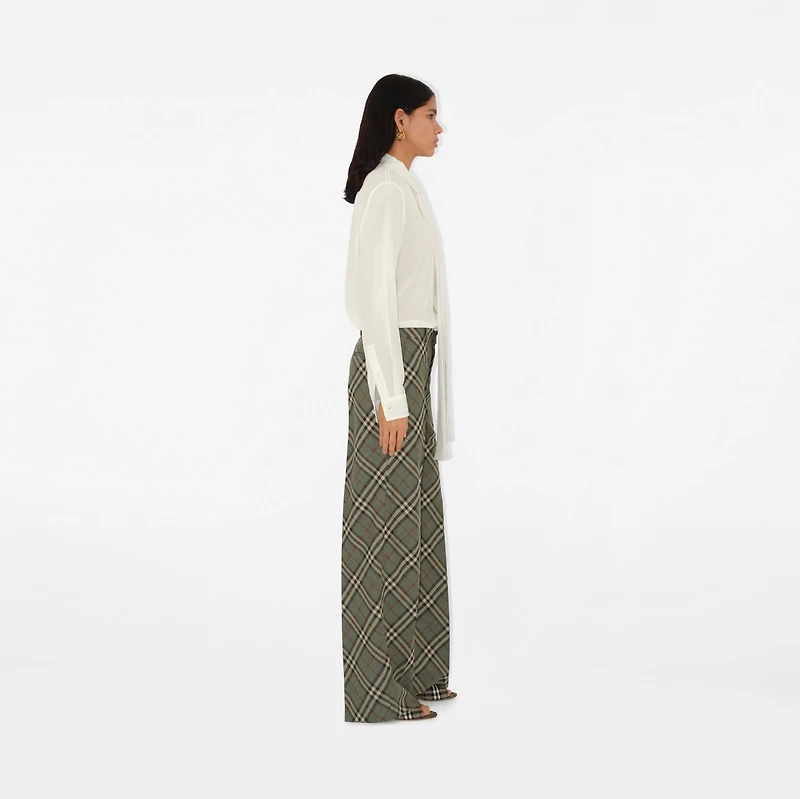 Check Wool Tailored Trousers in Crater - Women | Burberry® Official