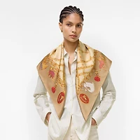 Check Charm Silk Scarf in Finch beige | Burberry® Official
