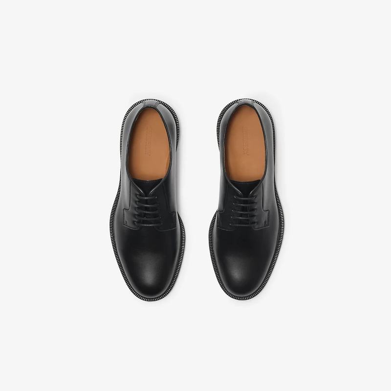 Leather Manor Derby Shoes in Black - Men | Burberry® Official