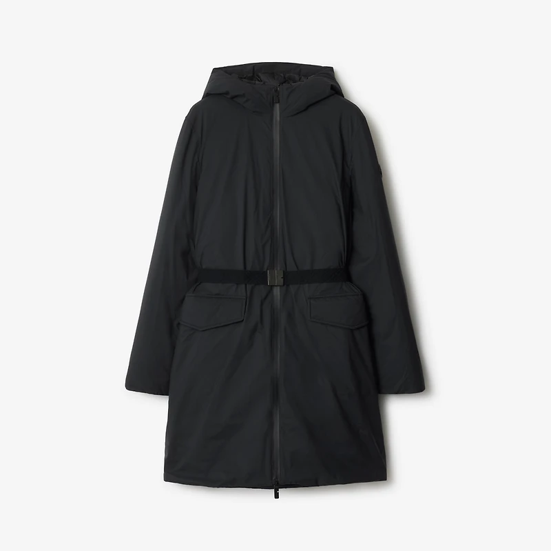 Mid-length Hooded Nylon Coat in Black - Women | Burberry® Official