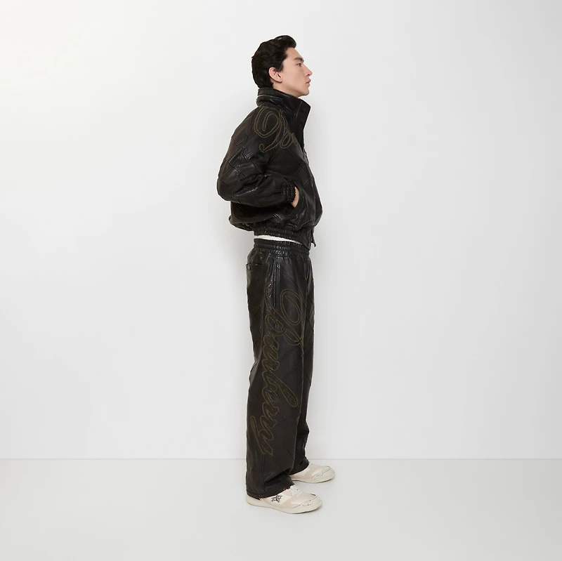 Cursive Logo Leather Trousers in Black - Men | Burberry® Official