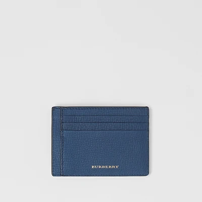 House Check and Leather Money Clip Card Case in Deep blue - Men | Burberry® Official