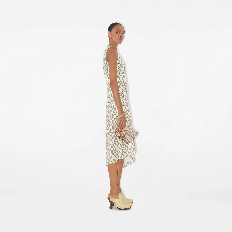 Knot Silk Dress in Thatch - Women | Burberry® Official