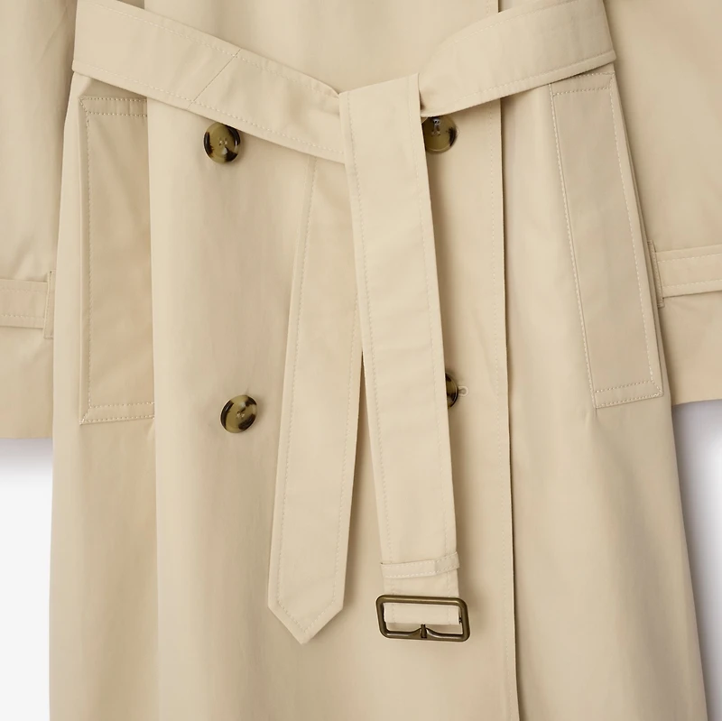 Long Highgrove Castleford Trench Coat in Nutmeg - Women, Cotton | Burberry® Official