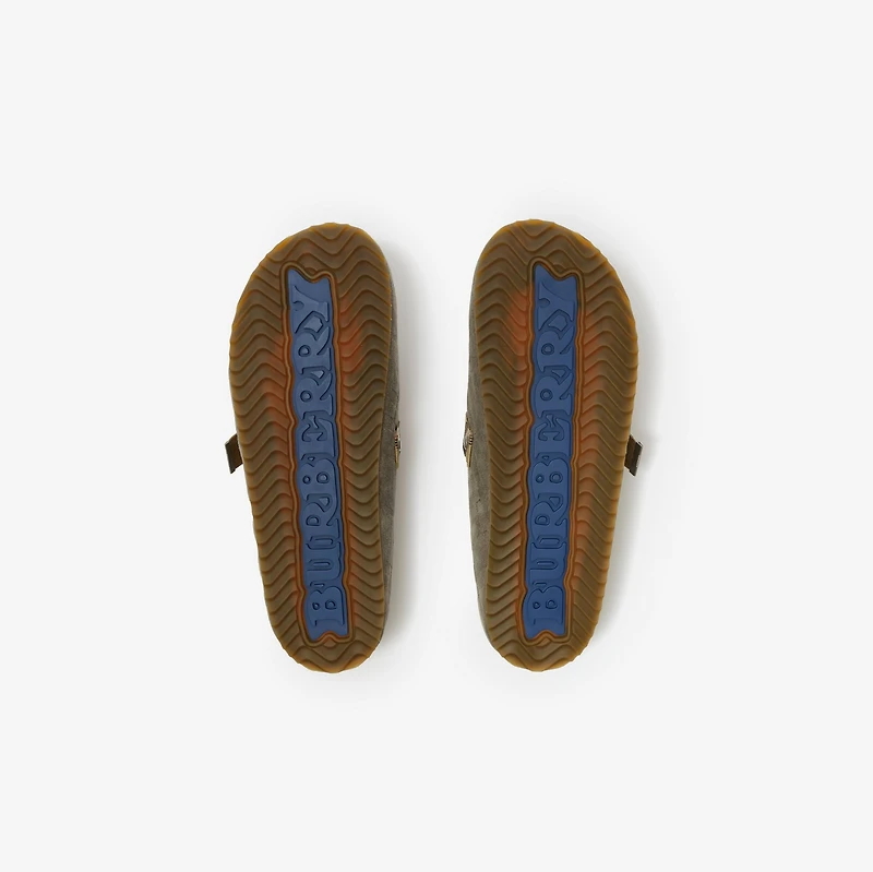 Check Suede Urchin Clogs in Chino grey - Men | Burberry® Official