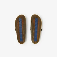 Check Suede Urchin Clogs in Chino grey - Men | Burberry® Official