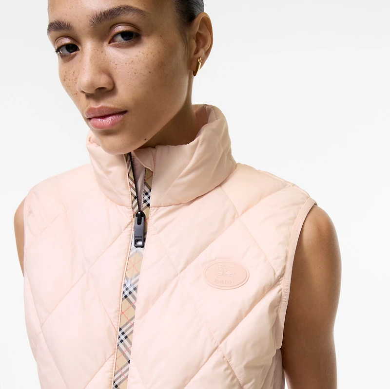 Checker-tape Quilted Nylon Cheswick Gilet in Compact pink - Women | Burberry® Official