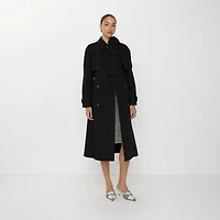 Long Canvas Trerose Trench Coat in Black - Women | Burberry® Official