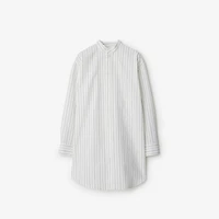 Oversized Striped Cotton Shirt in String/coal - Women | Burberry® Official