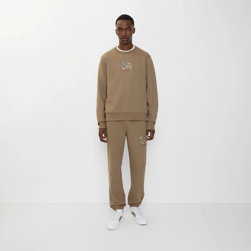 EKD Check Cotton Jogging Pants in Clay brown - Men | Burberry® Official