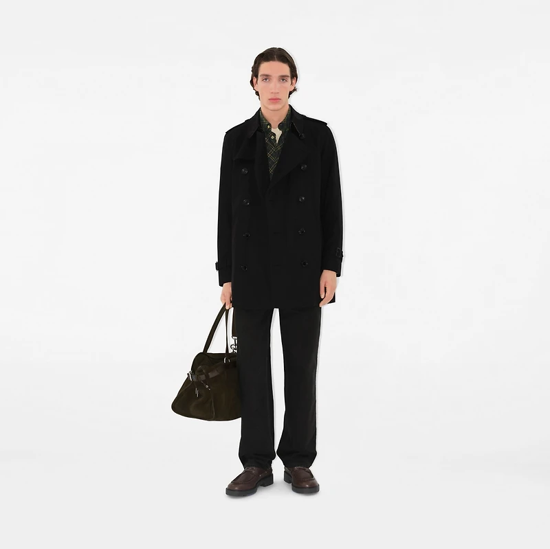 Short Kensington Heritage Trench Coat in Black - Men, Cotton Gabardine | Burberry® Official