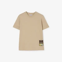 Landscape Label Cotton T-shirt in Dune beige melange - Women | Burberry® Official