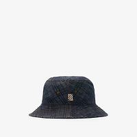 Check Denim Bucket Hat in Indigo - Men | Burberry® Official