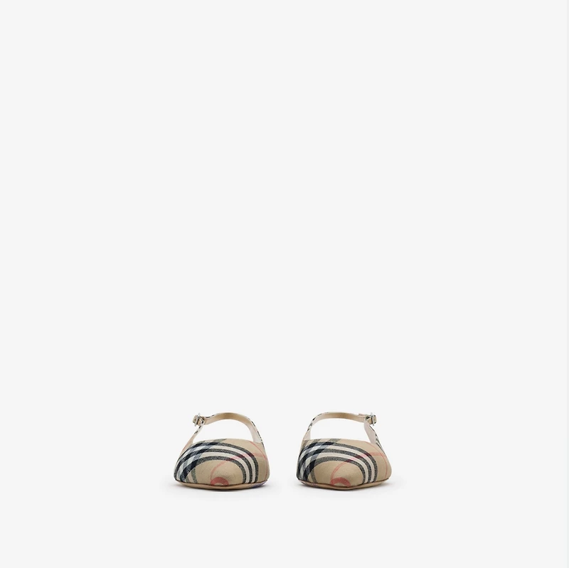 Check Dame Slingback Ballerinas​ in Sand - Women, Linen | Burberry® Official