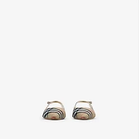 Check Dame Slingback Ballerinas​ in Sand - Women, Linen | Burberry® Official