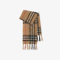 Check Mohair Wool Scarf in Sand | Burberry® Official