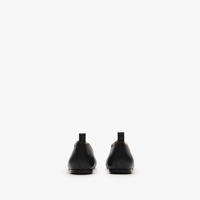 Check Trim Leather Robin Ballerinas in Black - Women | Burberry® Official