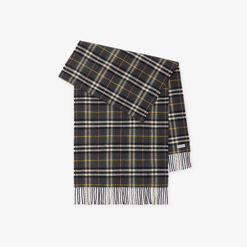 Check British Wool Scarf in Navy | Burberry® Official