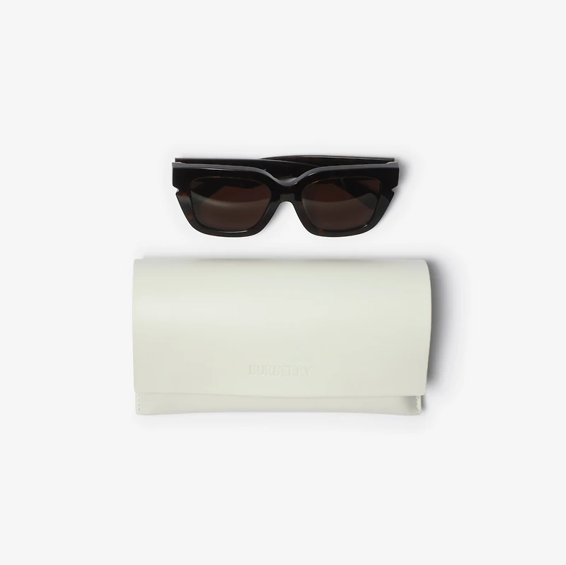 Inlaid Check Square Sunglasses in Tortoiseshell - Women | Burberry® Official