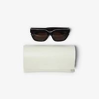 Inlaid Check Square Sunglasses in Tortoiseshell - Women | Burberry® Official