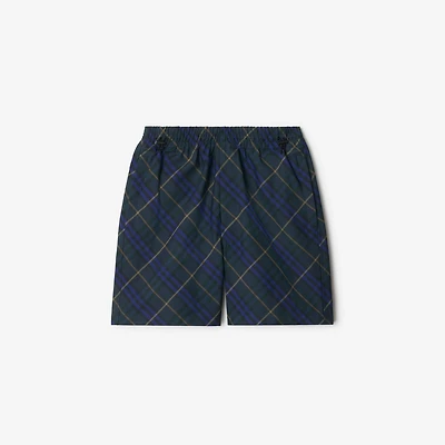 Check Twill Shorts in Midnight - Men, Nylon | Burberry® Official