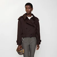 Cropped Gabardine Trench Jacket in Clove brown - Women, Cotton | Burberry® Official