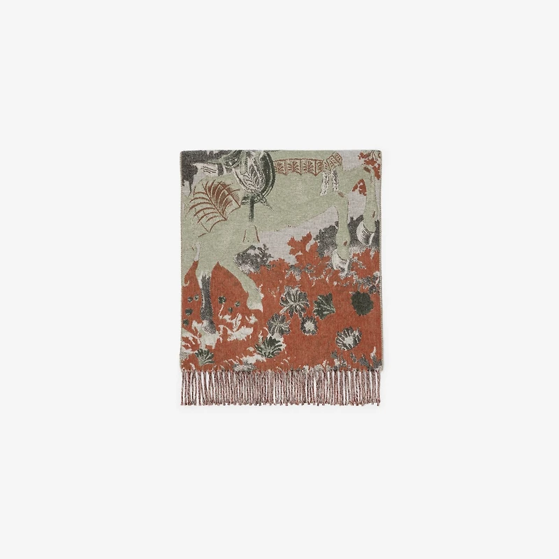Stallion Portrait Cashmere Scarf in Ceramic white | Burberry® Official