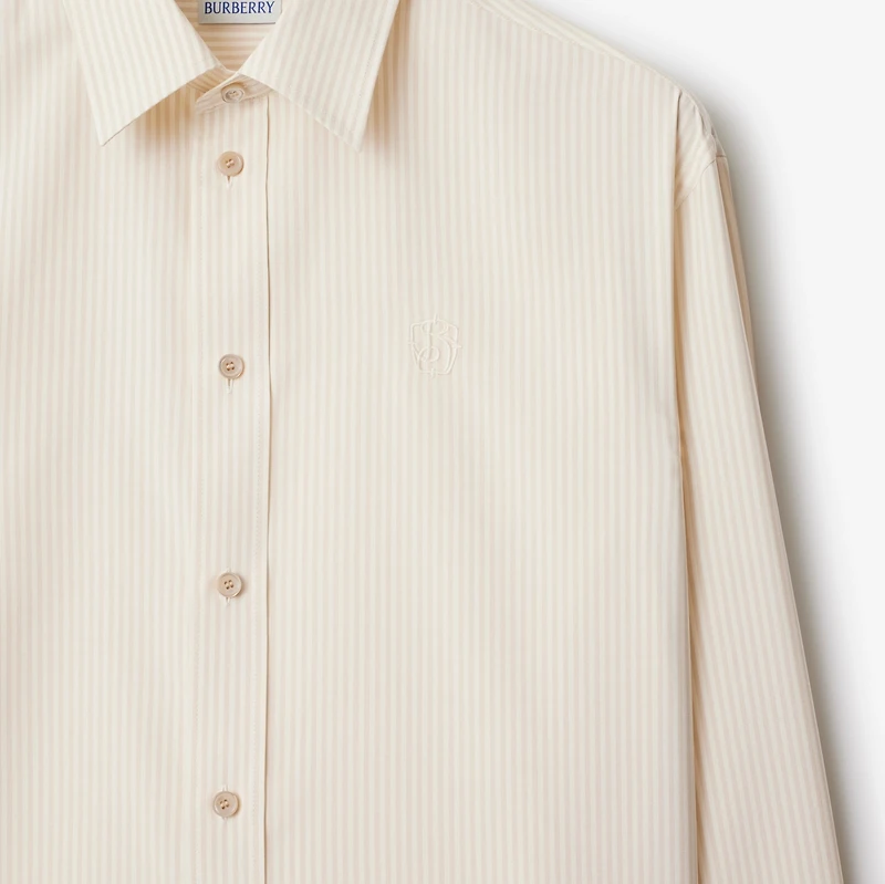 Relaxed Fit Striped Silk Shirt in Clam - Men | Burberry® Official