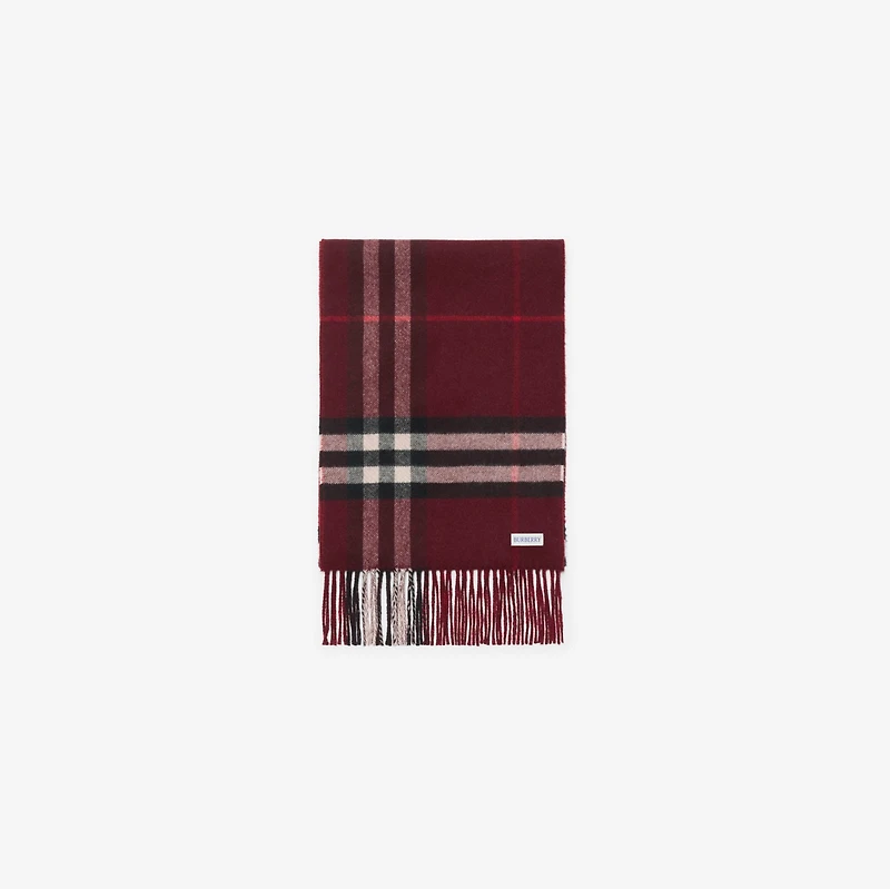 Contrast Check Cashmere Scarf in Post red/oxblood red | Burberry® Official