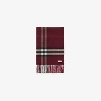 Contrast Check Cashmere Scarf in Post red/oxblood red | Burberry® Official