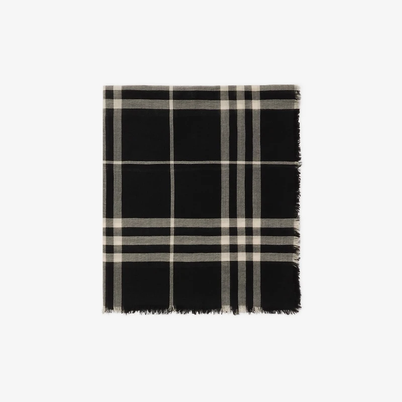 Wide Check Wool Scarf in Black/calico | Burberry® Official