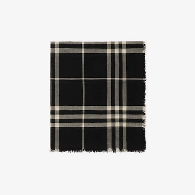 Wide Check Wool Scarf in Black/calico | Burberry® Official