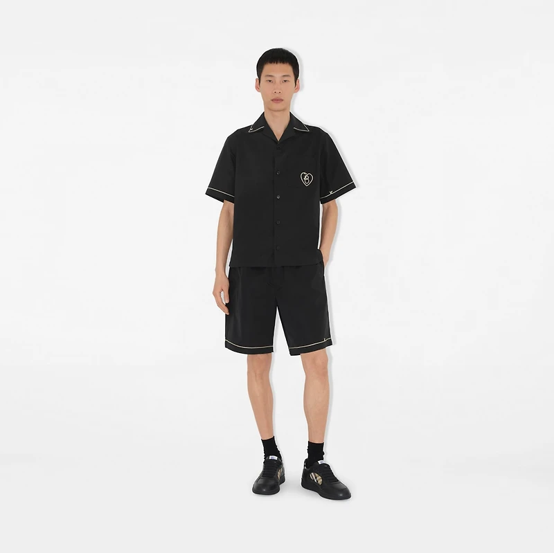Cotton Poplin Shorts in Black - Men | Burberry® Official