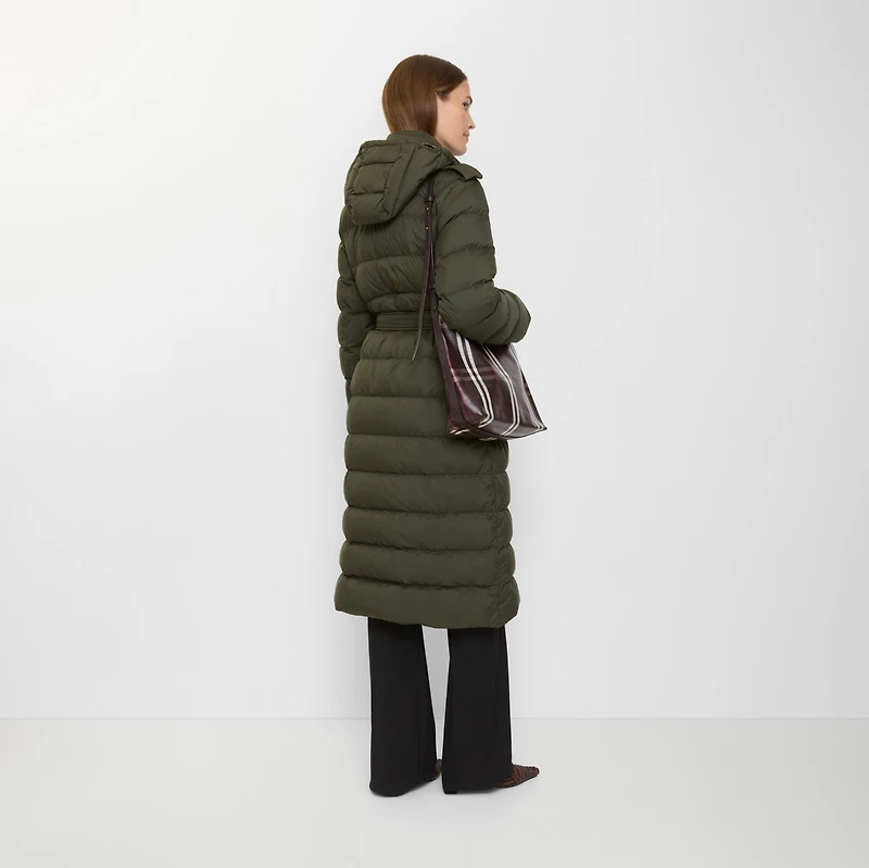 Long Nylon Hooded Puffer Coat in Shale - Women | Burberry® Official