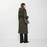 Long Nylon Hooded Puffer Coat in Shale - Women | Burberry® Official