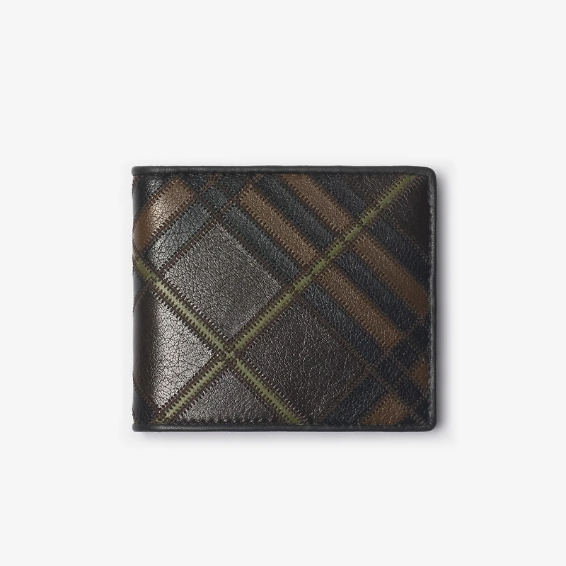 Check Intarsia Bifold Wallet in Peat brown - Men | Burberry® Official