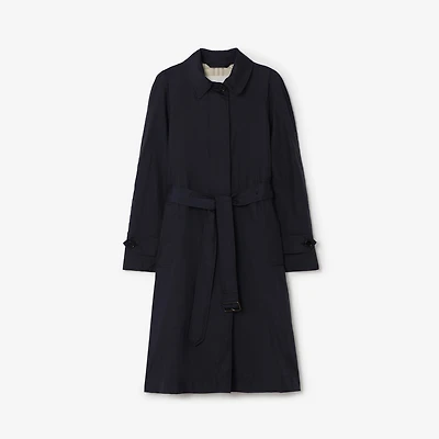 Long Belted Nylon Tickhill Car Coat in Navy - Women | Burberry® Official