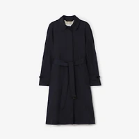 Long Belted Nylon Tickhill Car Coat in Navy - Women | Burberry® Official