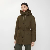 Shearling Trim Gabardine Parka in Juniper green - Women | Burberry® Official