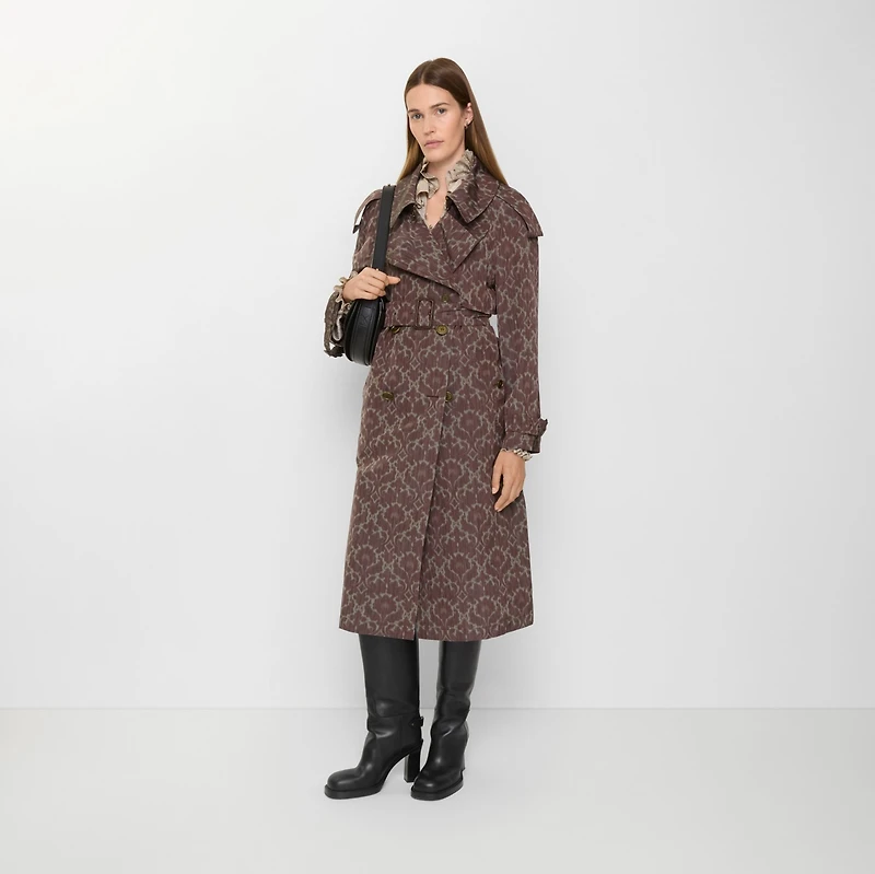 Long Baroque Viscose Blend Fitzrovia Trench Coat in Duchess red - Women | Burberry® Official