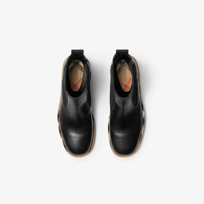 Leather Gravel Chelsea Boots​ in Black - Women | Burberry® Official