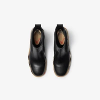 Leather Gravel Chelsea Boots​ in Black - Women | Burberry® Official