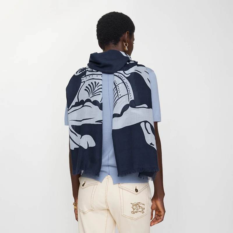 Wide EKD Wool Scarf in Bank | Burberry® Official