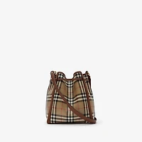 Mini Check Bucket Bag in Archive beige - Women, Cotton | Burberry® Official