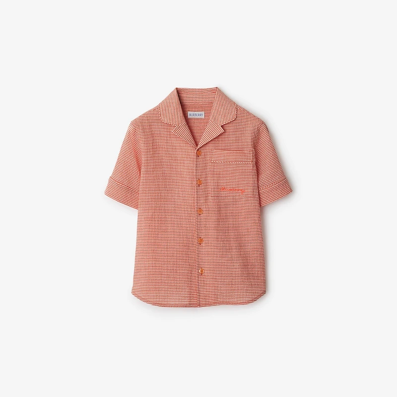 Gingham Cotton Shirt in Orange red | Burberry® Official