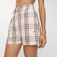 Check Cotton Shorts in Mallow pink - Women | Burberry® Official