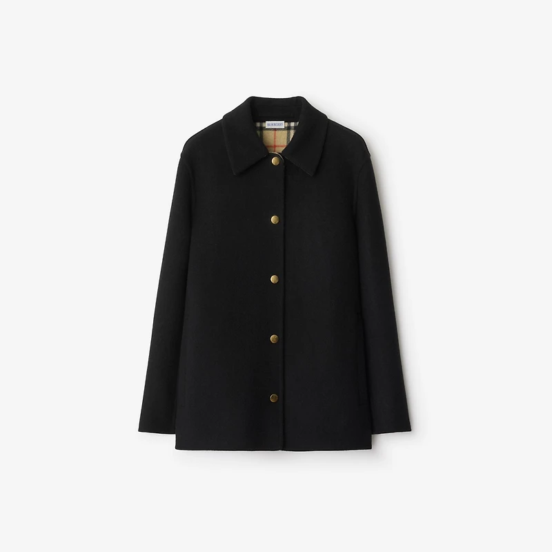 Wool Overshirt in Black/sand beige - Women | Burberry® Official