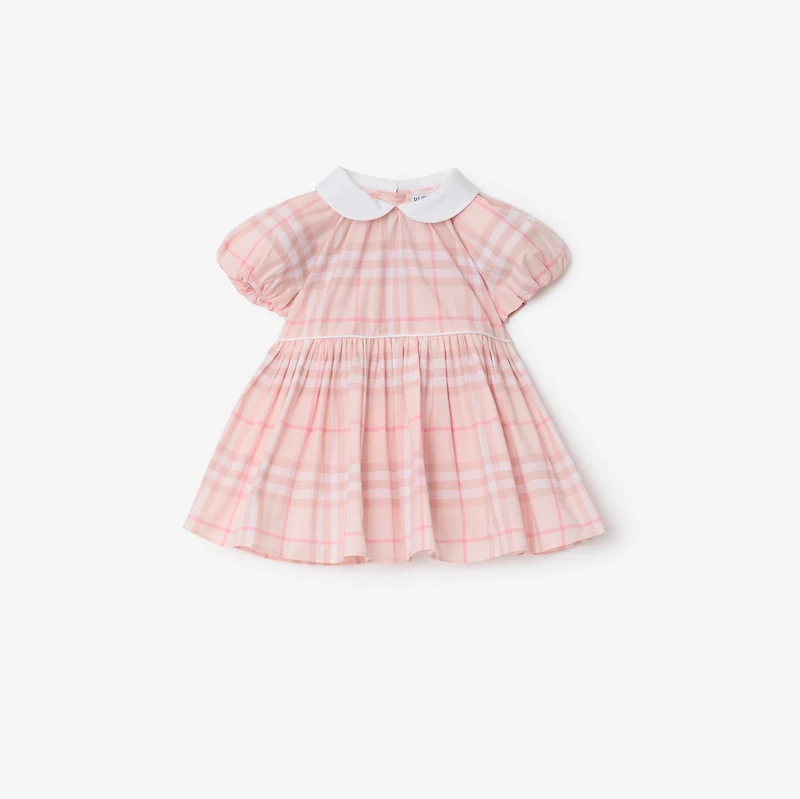 Check Cotton Dress with Bloomers in Ice pink - Children | Burberry® Official